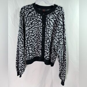 Nike Jordan Flight Women's Jacquard Knit Cardigan Black/Gray XL
